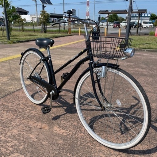 都内/千葉市引取】ママチャリ 27インチ自転車 カゴ/鍵/ライト付