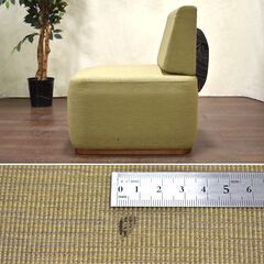 ≪yt1404ジ≫ アウトレット家具 和風ロビーチェア 帯風デザイン サンプル品 ① セージグリーン/ブラック ラウンジチェア/1Pソファ/和室/和モダン/お太鼓/着物風 60415-07の画像