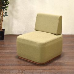 ≪yt1404ジ≫ アウトレット家具 和風ロビーチェア 帯風デザイン サンプル品 ① セージグリーン/ブラック ラウンジチェア/1Pソファ/和室/和モダン/お太鼓/着物風 60415-07の画像