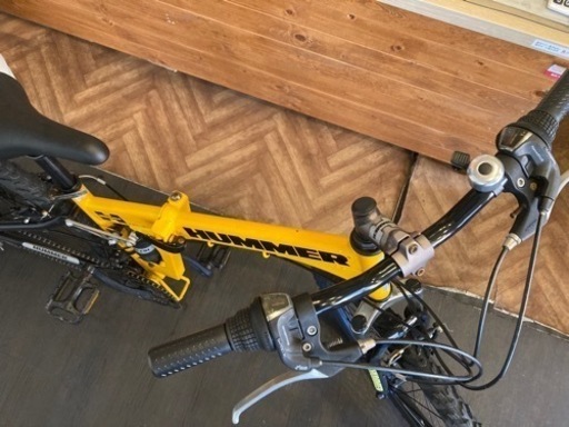 【HUMMER 折りたたみMTB前後タイヤ・チューブ新品！】前後サスペンション付き　3×6速　26インチマウンテンバイク　イエロー