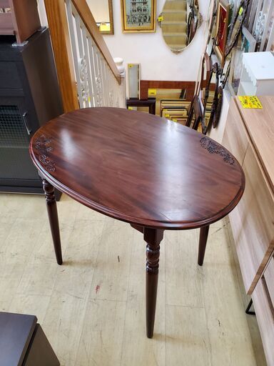 【★価格更新★引取り限定】D&A YOSHIKAWA 葡萄園  ウッドテーブル 葡萄園 ティーテーブル コーヒーテーブル 楕円卓 葡萄柄 ブドウ