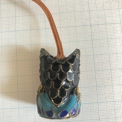 七宝焼　フクロウ　キーホルダー　ストラップ　の画像