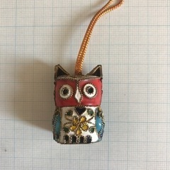 七宝焼　フクロウ　キーホルダー　ストラップ　