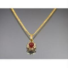 ᒍ→→→m2-1【！天然工房の倒産品//N-P44-05】天然レッドアゲートラウンドペンダントネックレスゴールドの画像