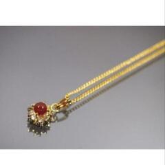 ᒍ→→→m2-1【！天然工房の倒産品//N-P44-05】天然レッドアゲートラウンドペンダントネックレスゴールドの画像