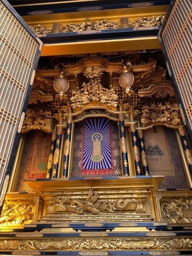 【浄土真宗大谷派御年代物大型金仏壇＋経机＋仏具フルセット】