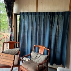 IKEA カーテン　新品2枚 二つ山ドレープ　　ネイビーブルー　　2枚