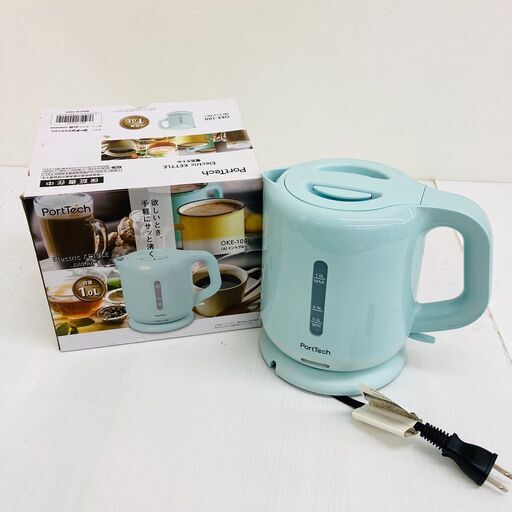 【レガストック川崎本店】コーナン オリジナル PortTech 電気ケトル1.0L ミントブルー OKE-100ーA ミントブルー