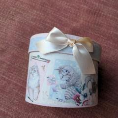 ネコ好き☆北欧 リボン付 可愛い猫の箱 収納BOXの画像