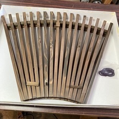 【新品未使用】色紙掛け　扇形　2点セット　格子　ダークブラウン　...