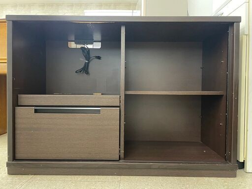店長値引き★ジモティ割あり★  レンジ台　扉欠品　茶色 H84×D45×W120 クリーニング済み TJ6470
