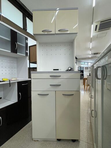 ★ジモティ割あり★  レンジボード 白 H200×D44×W70 クリーニング済み TJ6473