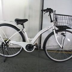 D585　★限定特価★ 中古自転車 【　27インチ　白　軽快車　6段　LEDオートライト 】