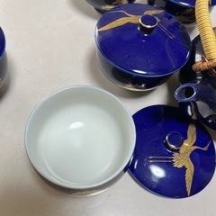 松柄急須と蓋つき茶器5客セットの画像