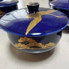 松柄急須と蓋つき茶器5客セットの画像