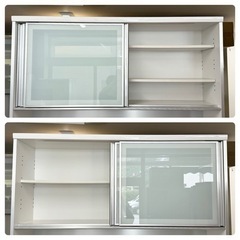 【超美品‼️】定価25万♪ 古賀家具 140cm幅キッチンボード《セレクト》 食器棚 収納家具 艶あり木目調ホワイト♪の画像