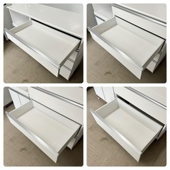 【超美品‼️】定価25万♪ 古賀家具 140cm幅キッチンボード《セレクト》 食器棚 収納家具 艶あり木目調ホワイト♪の画像