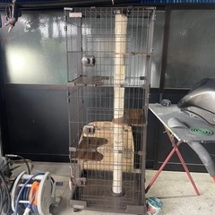 (売れました)☆キャットケージ、3段、猫ケージ、ブラウン☆の画像