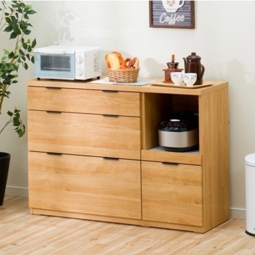 【超美品‼️】定価44,990円♪ 現行モデル ニトリ 120cm幅キッチンカウンター《エトナ120CT) 食器棚 収納家具 木目調ライトブラウン♪