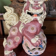 【中古】狛犬の置物 陶器の画像