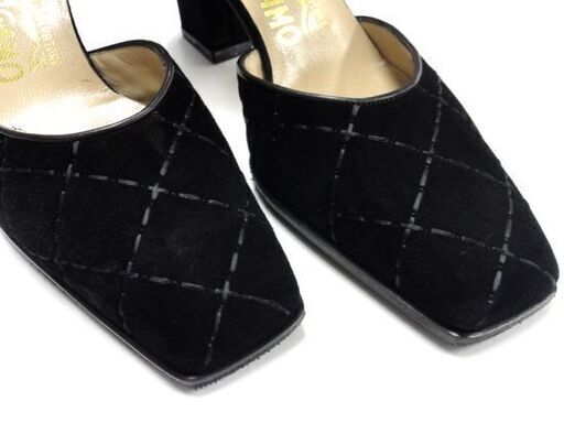 未使用品 Salvatore Ferragamo ALATA 5 1/2 約23cm キルティング パンプス スエード カーフ ブラック フェラガモ シューズ 靴 札幌市 中央区 南12条