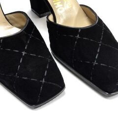 未使用品 Salvatore Ferragamo ALATA 5 1/2 約23cm キルティング パンプス スエード カーフ ブラック フェラガモ シューズ 靴 札幌市 中央区 南12条の画像