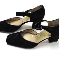 未使用品 Salvatore Ferragamo ALATA 5 1/2 約23cm キルティング パンプス スエード カーフ ブラック フェラガモ シューズ 靴 札幌市 中央区 南12条の画像