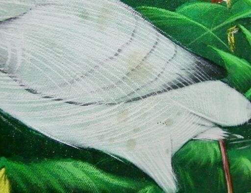 額装 バリ島 絵画 木製飾彫り枠 143×93cm 南の島 熱帯自然植物 鳥 花 サイン バリ雑貨 札幌市北区屯田