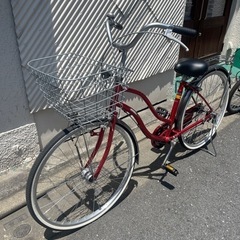 売約済み【武蔵小山店】 【実質表示価格より最大２０％お値引き！！】 自転車　街乗り　町乗り　ちょい乗り　チャリ　ママチャリ　赤　レッド　検　26インチ　カゴ　籠　付き　の画像