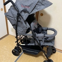 美品　日本育児 kinderwagon DUOシティHOPIグレーデニム ベビーカー 2人乗りベビーカー 二人乗り Kinderwagon DUOシティ