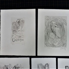 断捨離◆北川民次　銅版画１０枚セット・サイン入◆同郷静岡県、早稲田大学後輩縁入手の画像