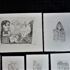 断捨離◆北川民次　銅版画１０枚セット・サイン入◆同郷静岡県、早稲田大学後輩縁入手の画像