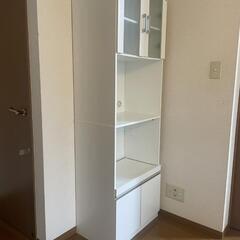 ニトリ　食器棚、レンジ台　収納　棚　ラック　キッチン家具　 キッチン収納　キッチンキャビネット(フォルムN RE1860 WH)の画像