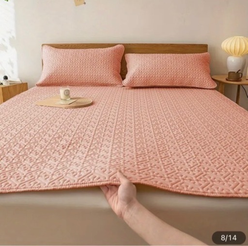 【新品未使用】刺繍入りキルティング防水マットレスカバー 153×203 Dサイズ 厚手 洗濯機で洗えます