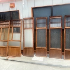 引き戸　９枚セット　
レトロ　扉　すりガラス　家具 収納家具 本棚