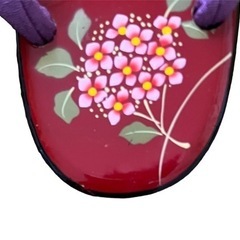 【受付終了】★美品 未使用品 ★レディース レトロ 右近下駄 朱色 の画像