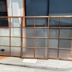 引き戸　９枚セット　
レトロ　扉　すりガラス　家具 収納家具 本棚の画像