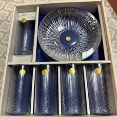 未使用　昭和レトロHOYAガラスコップ5個　灰皿セット