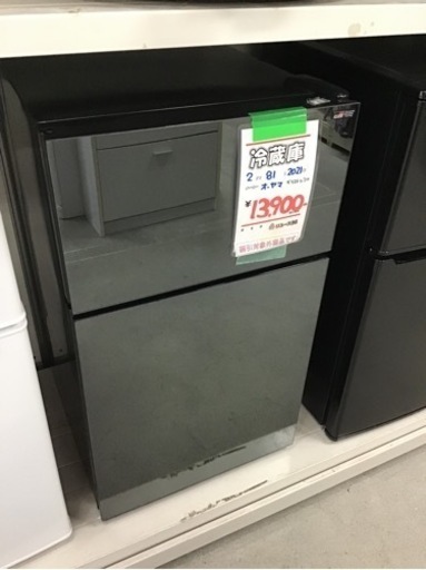●販売終了●2ドア冷蔵庫　オーヤマ　2021年製　81L    ガラストップ　中古品