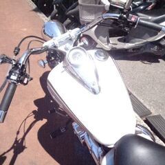 NO.5056　ドラッグスター２５０（ＶＧ０２Ｊ）　空冷Ｖツイン２５０ｃｃ　スラッシュカットマフラー付き　アメリカン　ホワイト＆シルバー　☆彡の画像
