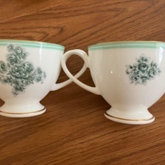 GIVENCHY ティーカップ&ソーサー 2客 薔薇 お花柄 ライトグリーンの画像