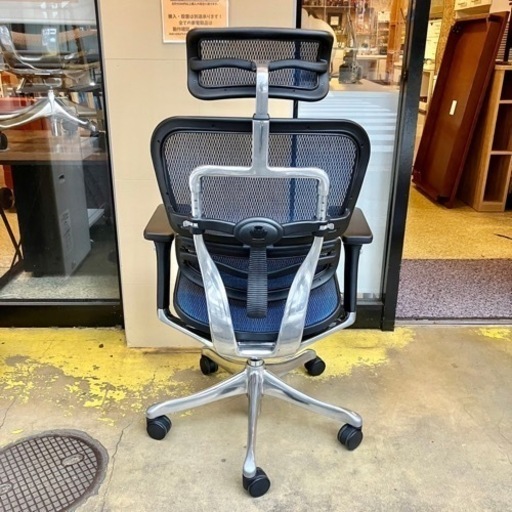【池上店】保管品・美品 Ergohuman エルゴヒューマン Pro プロ Ottoman オットマン ヘッドレスト オフィスチェア OAチェア 椅子 イス チェア　検) エラストメリックメッシュ ＫＭ-15 ブルー 品川区 大田区 リサイクルショップ ランバールーム 武蔵小山店 武蔵小山パルム 戸越銀座 池上 大森 蒲田