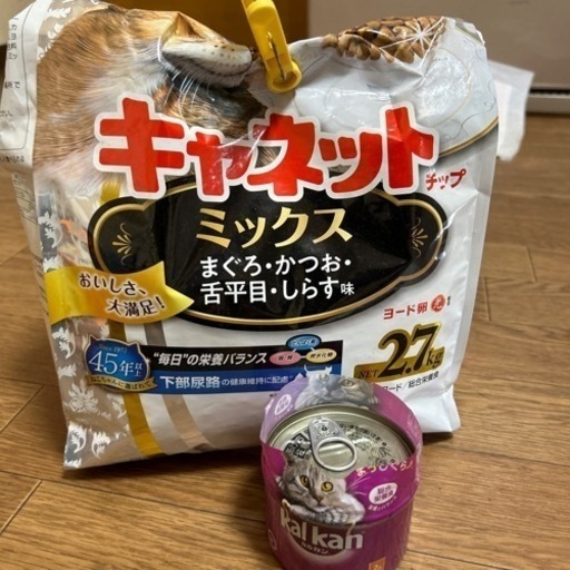 猫砂、猫カリカリ(サービス品付き)