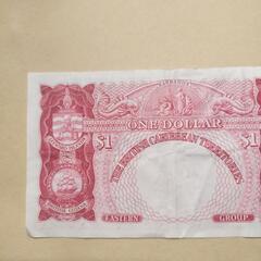 英国カリブ海地域 1ドル旧紙幣1954年クイーンエリザベスの画像