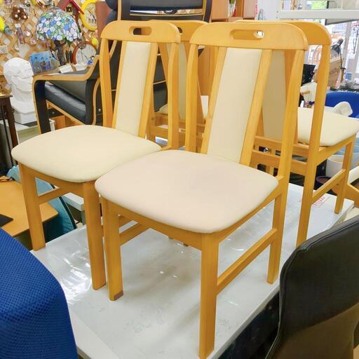 ダイニングチェア４脚セット☆レザー色ヤケあり、萩原株式会社☆スリーアイ、椅子【浜村鹿野温泉ICから3分 買取本舗 宮本リサイクル 営業時間9～19時 定休日水曜のみ←連絡できませんm(_ _)m】
