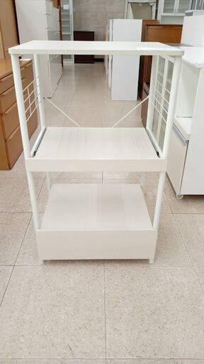 ★ジモティ割あり★  レンジ台 クリーム H100×D47×W60 クリーニング済み TJ6494