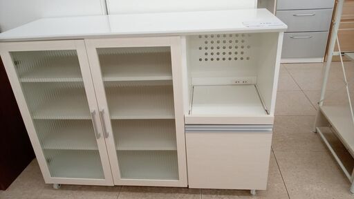 ★ジモティ割あり★ 株式会社エイ・アイ・エス レンジ台 白 H89×D41.5×W120 クリーニング済み TJ6496