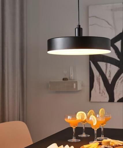 イケヤ　NYMÅNE ニーモーネLEDペンダントランプ＋リモコン, ワイヤレス調光 ホワイトスペクトラム/チャコール, 38 cm