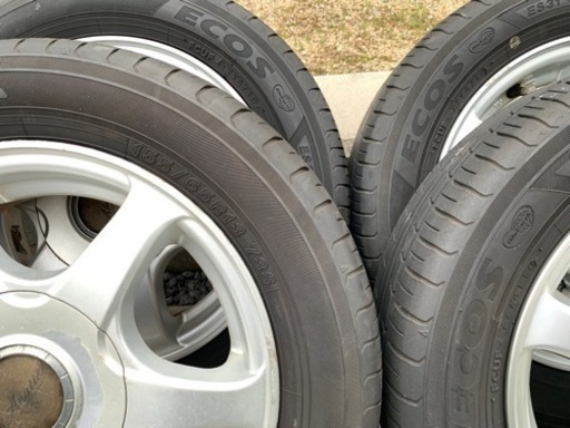 最終値下　ヨコハマタイヤECOS 155/65R13 社外アルミAbatis13インチ4.5J 4本中古タイヤアルミセット 軽自動車全