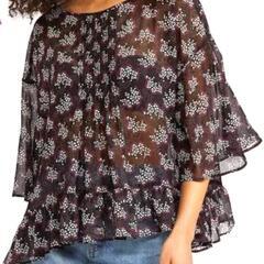 【中古品】UNIQLO×ANNA SUI　コラボ　シフォンブラウス（7分袖）XLの画像